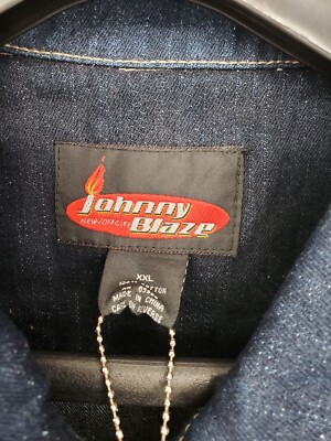 Johnny Blaze Denim Jacket Adult Size XXL Dark Blue Mens Hip Hop