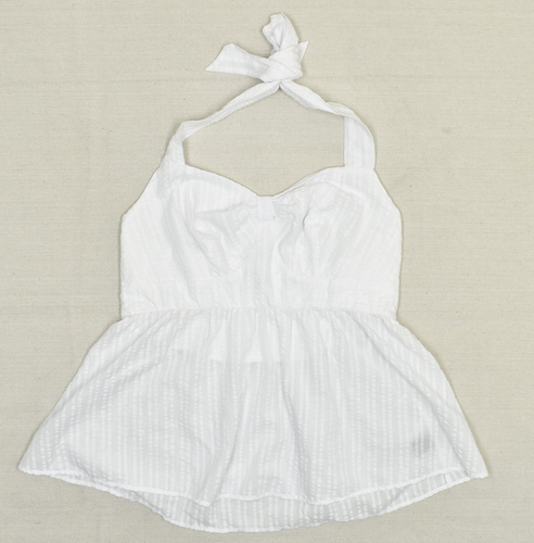 NEW Torrid Women's Blouse V Neck Striped Polyester White Plus Size 0 Halter