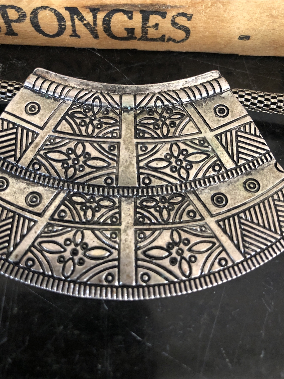 Metal silvertone statement necklace￼ - image 9