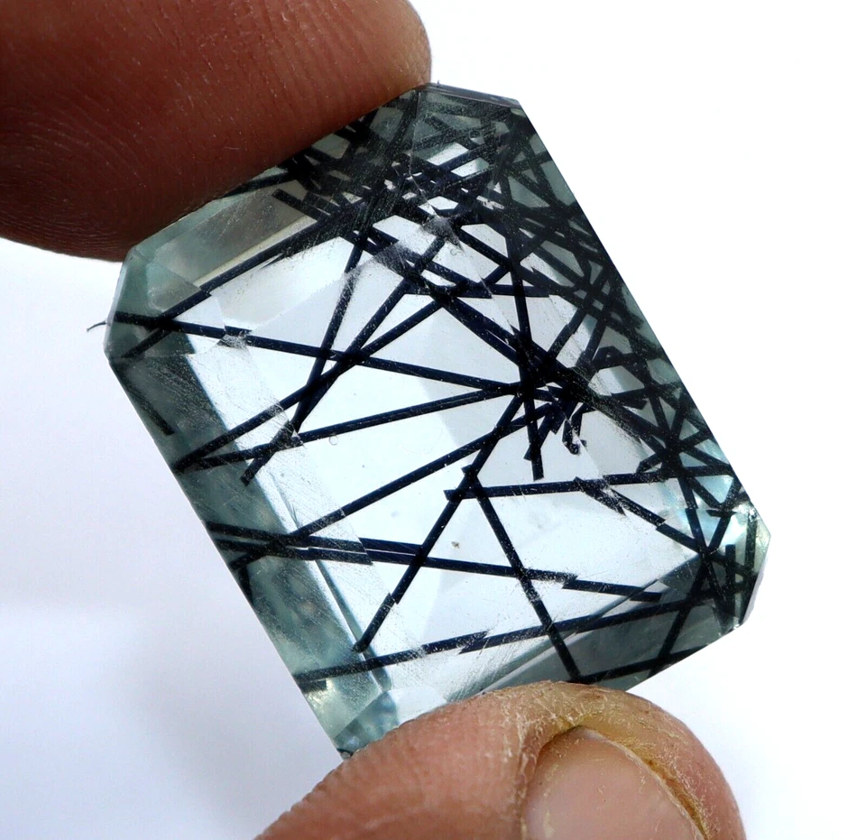 29 Karat Zertifiziert Smaragd Schnitt Schwarz Farbe Strahlende Quarz Lose Wams - Bild 3 von 4