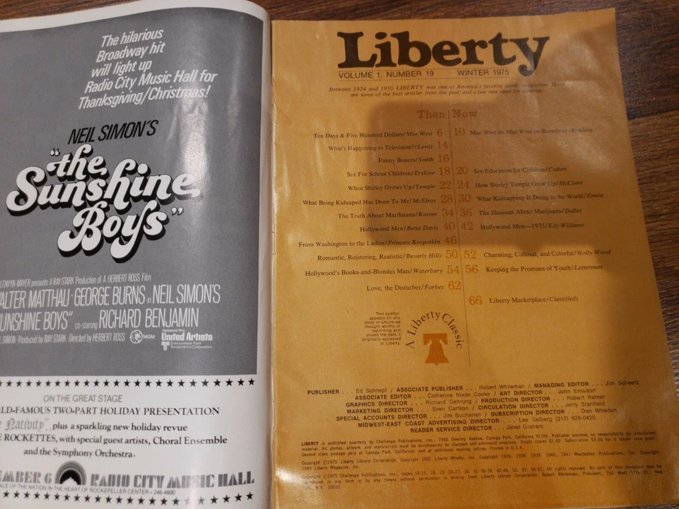 Liberty Magazine Winter 1975 Cary Grant Mae West Shirley Temple  Foto 4 de 4