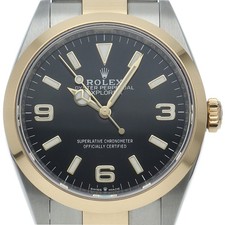 ROLEX Explorer 36 Watch 124273 K18YG/Stainless Steel mensWatch black USED