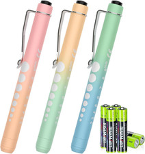 3 Pack Pen Lights with 6 Batteries - Pink, Yellow, Green