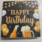 96PCS 40th BIRTHDAY PLATES/CAKE PLATES NAPKINS BLACK&GOLD CHEERS & BEERS NEW — photo 9