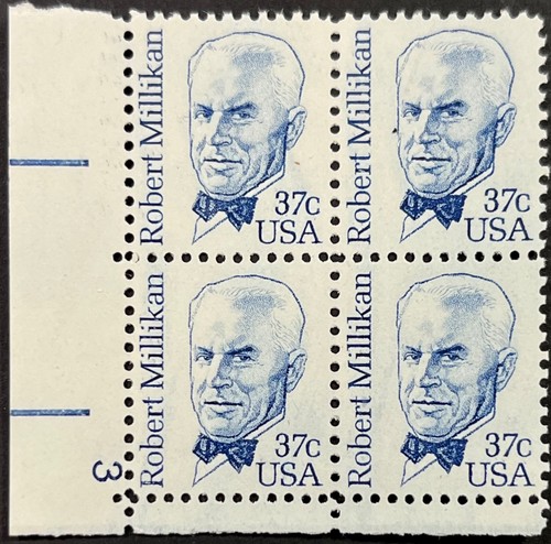 US Scott #1866, 37c Robert Millikan P.B. of 4 Dull Gum, Overall Tagging, VF, MNH