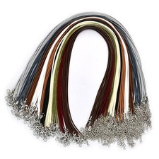 BUYGOO 100Pcs Leather Necklace Cord Bulk with Clasp, 20inch Colorful Brown