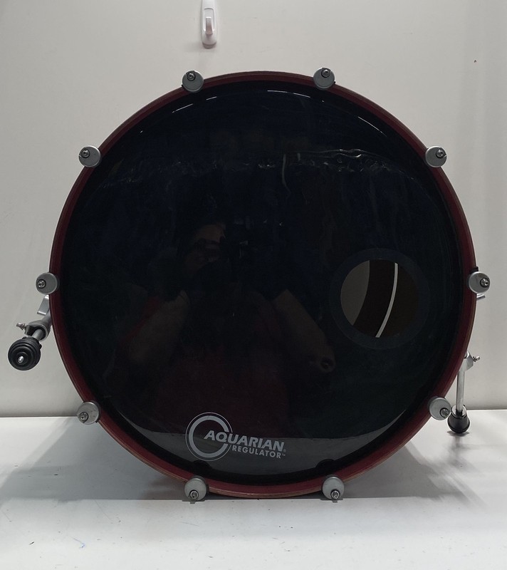 22" Bass Drum Kick Drum Red Wood Shell Aquarian Regulator Heads