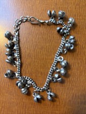 Silver Tone Jingle Charm Anklet Boho Belly Dancer