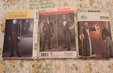 3 COSTUME SEWING PATTERNS, MEN'S - FATHER CHRISTMAS, STEAMPUNK, GOTH, MILITARY