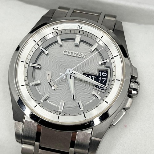 CITIZEN ATTESA Eco-Drive Radio Controlled Titanium Watch AS7100-59A Silver Dial