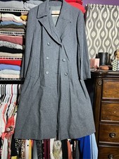 Pendleton Womens Gray 100% Wool Double Breasted Long Trench Coat USA Made