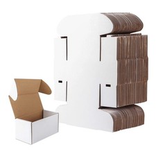 RLAVBL 50 Pack 4.6x2.2x2.2 Inches Small Shipping Boxes White Corrugated Cardb...