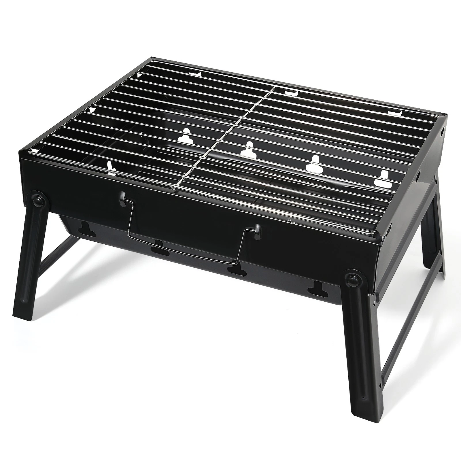 Uten Folding Charcoal BBQ Grill Stainless Steel Smoker Tabletop Outdoor Picnic