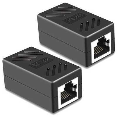 RJ45 Coupler 2 Pack Ethernet Cable Extender Inline LAN Connector Female Black
