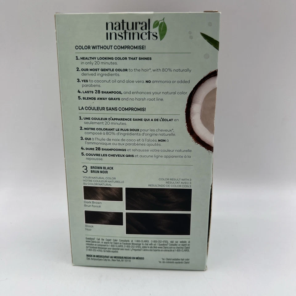 Clairol Natural Instincts 3 Brown Black Former 3.5 4 Pack - Image 4 of 4