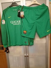 NEW Barcelona youth 13-15yo Away Goalkeeper Football Kit Shirt Shorts Nike 