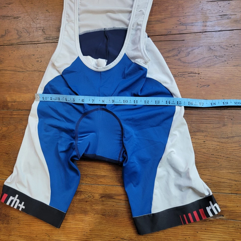 Culotte con tirantes grandes de ciclismo ZeroRH+ para hombre Italia 9" 15,5" (8/10) vintage L azul Foto 3 de 4