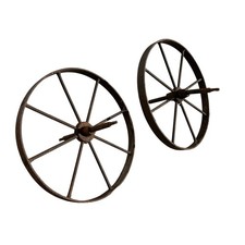 PAIR Antique Iron Metal Cart Wheels 8 Spoke About 20 Wheelbarrow Wagon