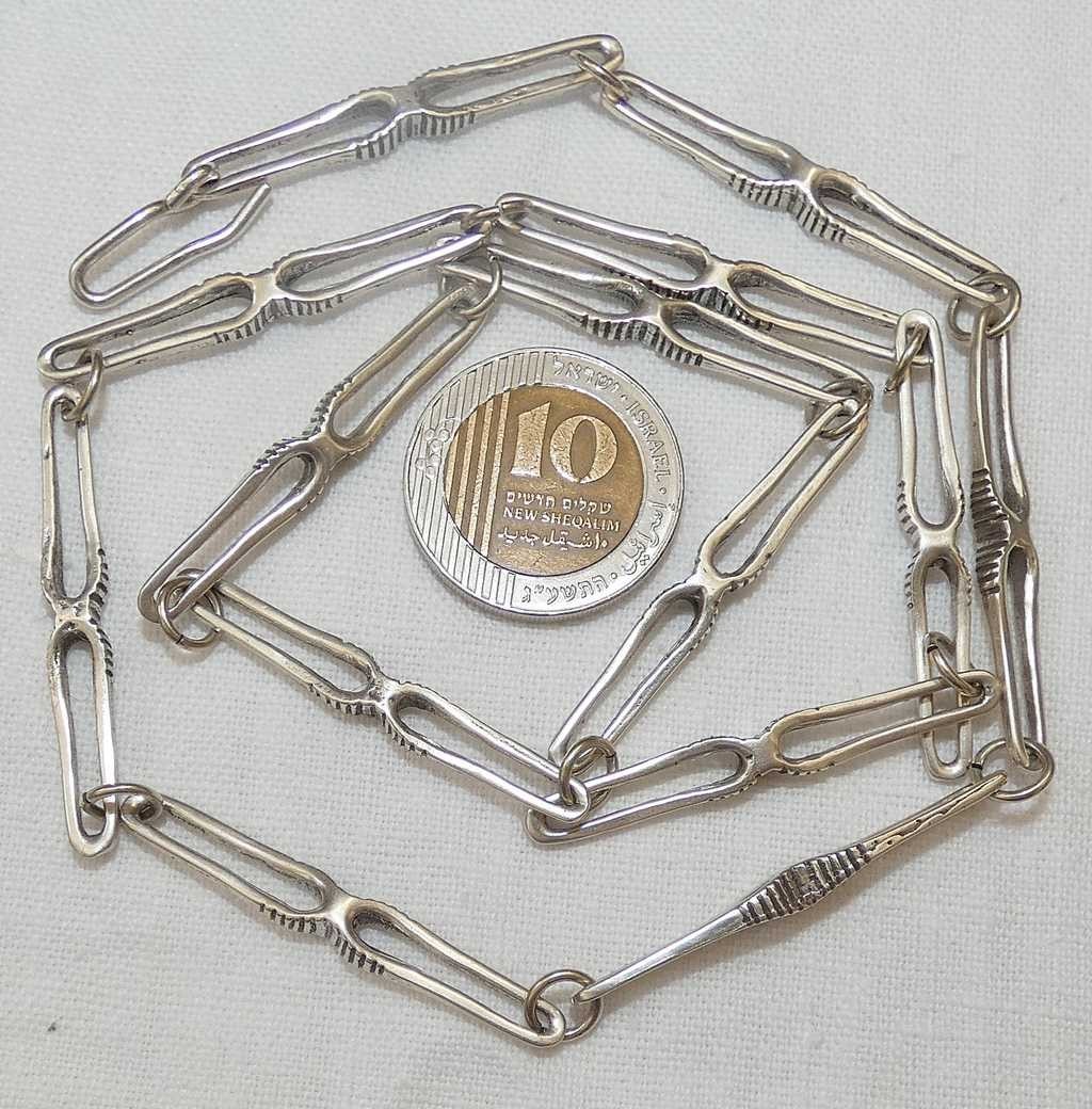 Art deco Solid Silver Sterling 925 Chain Link Nec… - image 9