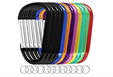 12-Pack 3  Aluminum D-Ring Carabiner Clips Keychain Snap Hook for Camping