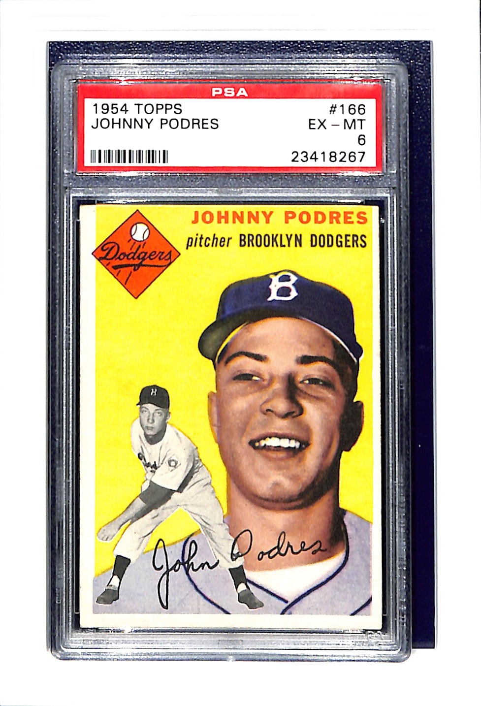 1954 Topps #166 Johnny Podres PSA 6