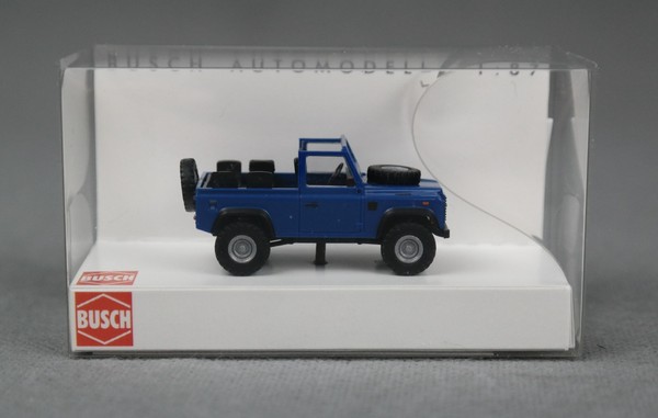 Busch 54393 H0,1:87 Land Rover Defender 90 Offen, Blau, Neuheit 2026!-image