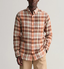 GANT Men's Multicolor Long Sleeve Check 100 Linen Shirt Size M 3230092