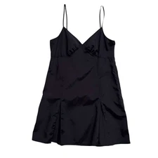 Open Edit Black Mini Slip Dress Taffeta A-Line Party Date Going Out Small