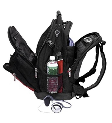 Swiss Gear Maxxum Backpack Travel Red & Black Double Zipper W/ 16” Laptop Pocket - Picture 7 of 8