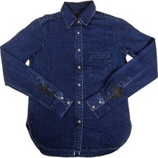 Chrome Hearts Loose Ends Black Cross Denim Shirt