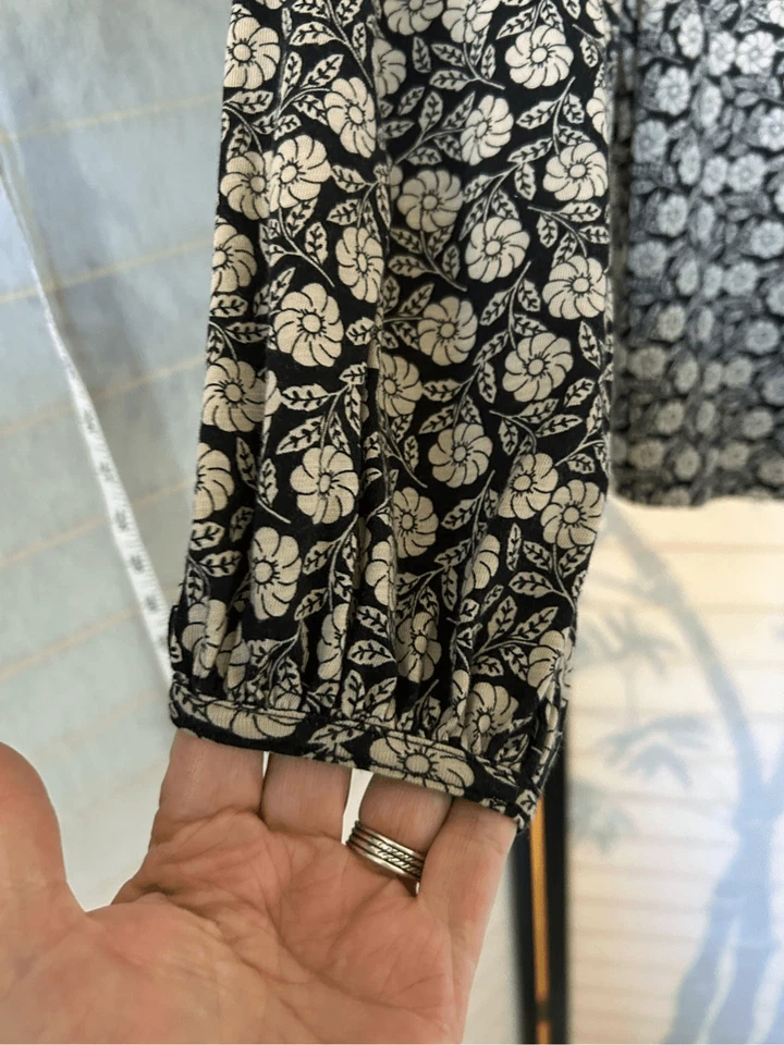 Boden женская блузка размер 12 черный белый цветочный хлопок модальный длинным рукавом - Изображение 4 из 4