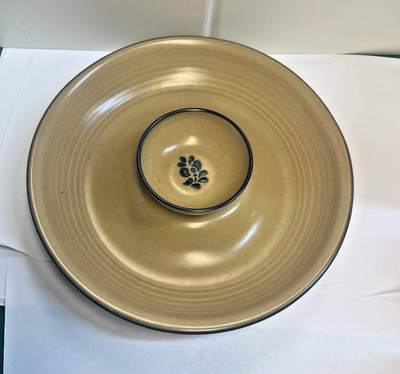PFALTZGRAFF FOLK ART CHIP DIP SET PLATE 11-1/2'' AND BOWL 4''  STONEWARE EXCELLENT