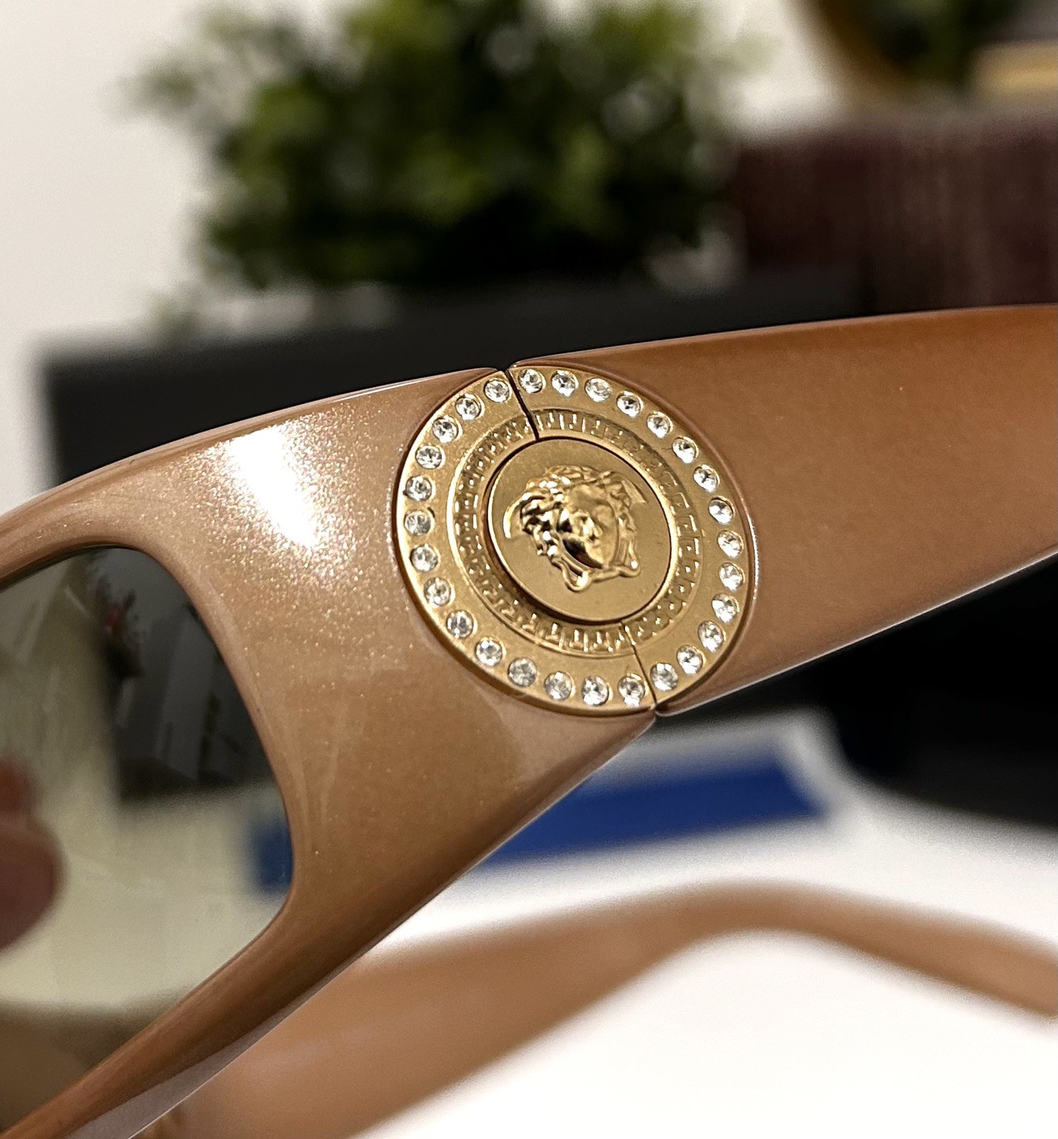 Vintage 90’s Gianni Versace Diamanté Gems Medusa MOD 4044-B Wrap Sunglasses image 3