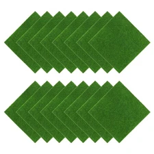  16 Pcs Artificial Grass Square Rug Miniature Ornament Craft Moss Mat