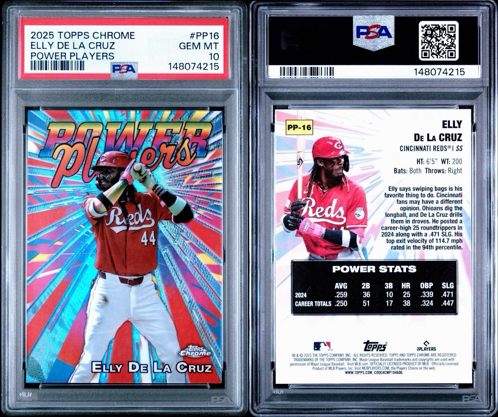 2025 Topps Chrome Elly De La Cruz Power Players #PP-16 REDS PSA 10 view 3