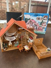 Genuine Sylvanian families log cabin house with furniture!