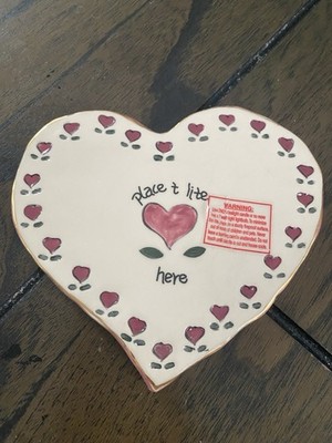 Blue Sky Santa Hold Little Bear Heart Plate by Heather