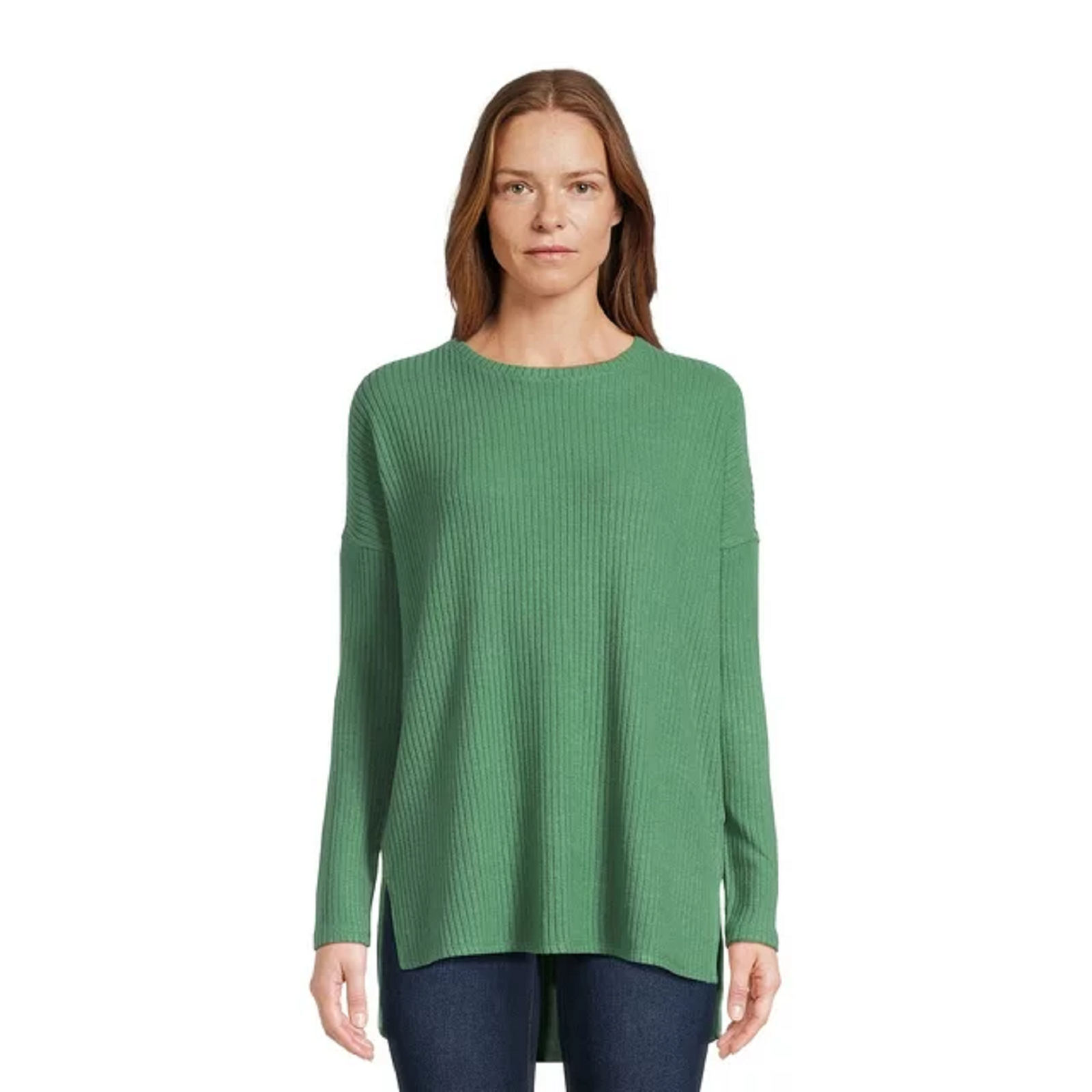 Time and Tru Women's Ribbed Tunic Top, Sizes S-XXXL
