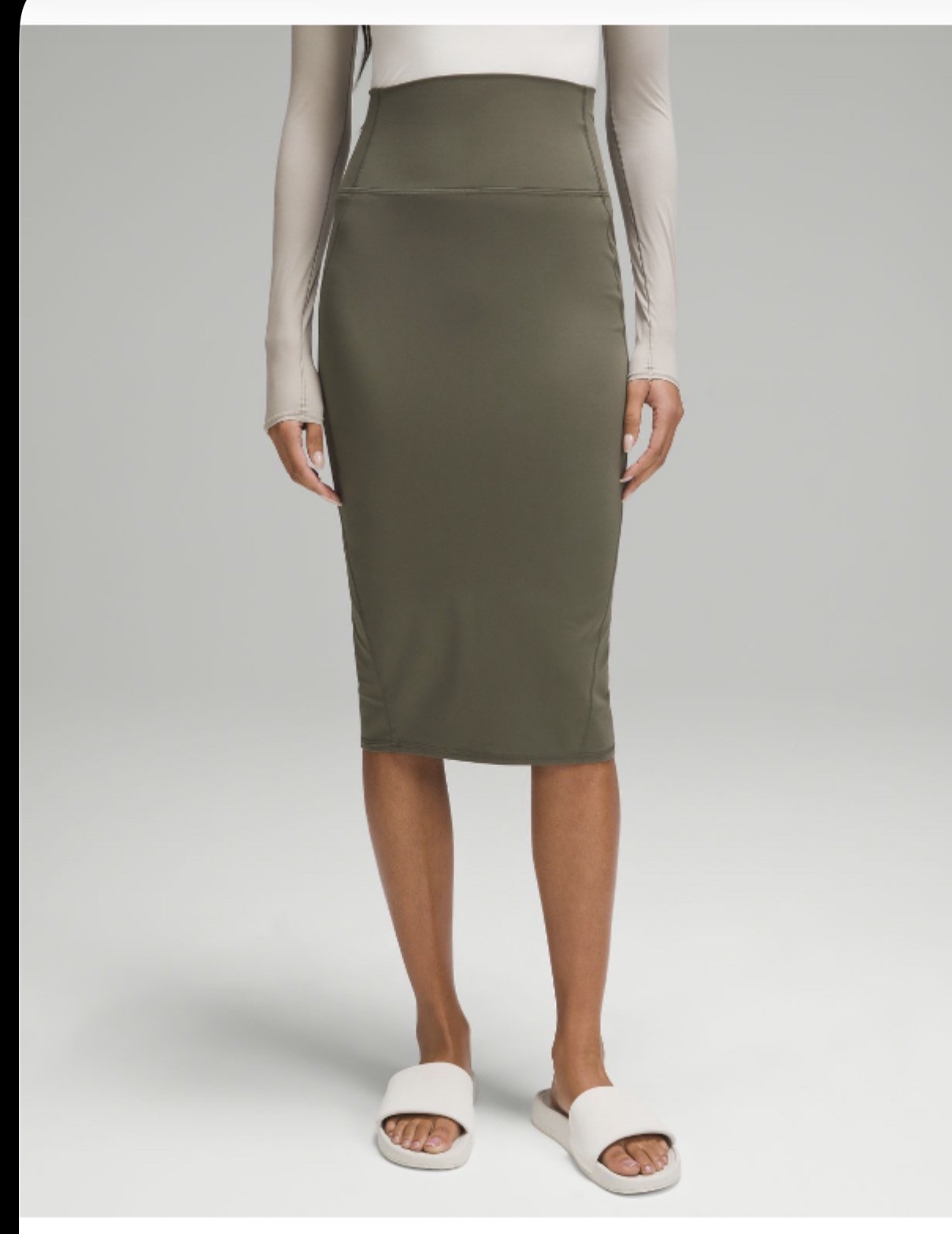 Lululemon Nulu Slim-Fit High-Rise Pencil Skirt Army Green Size 8 NWT