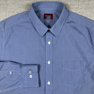 UNTUCKit Men's Shirt XL Long Sleeve Blue Black Plaid Slim Fit 100% Cotton Pocket
