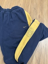 Vintage Nike Sweatpants Y2K Wide Leg Baggy Track Pants Navy Yellow XL J1