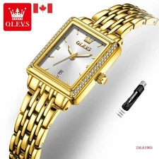 OLEVS Quartz Rectangular Women’s Watch, Diamond, Waterproof, Luminous, with Date