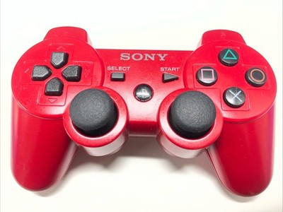 OEM Sony PS3 Controller Red DualShock 3 Tight Sticks Cleaned Tested Works