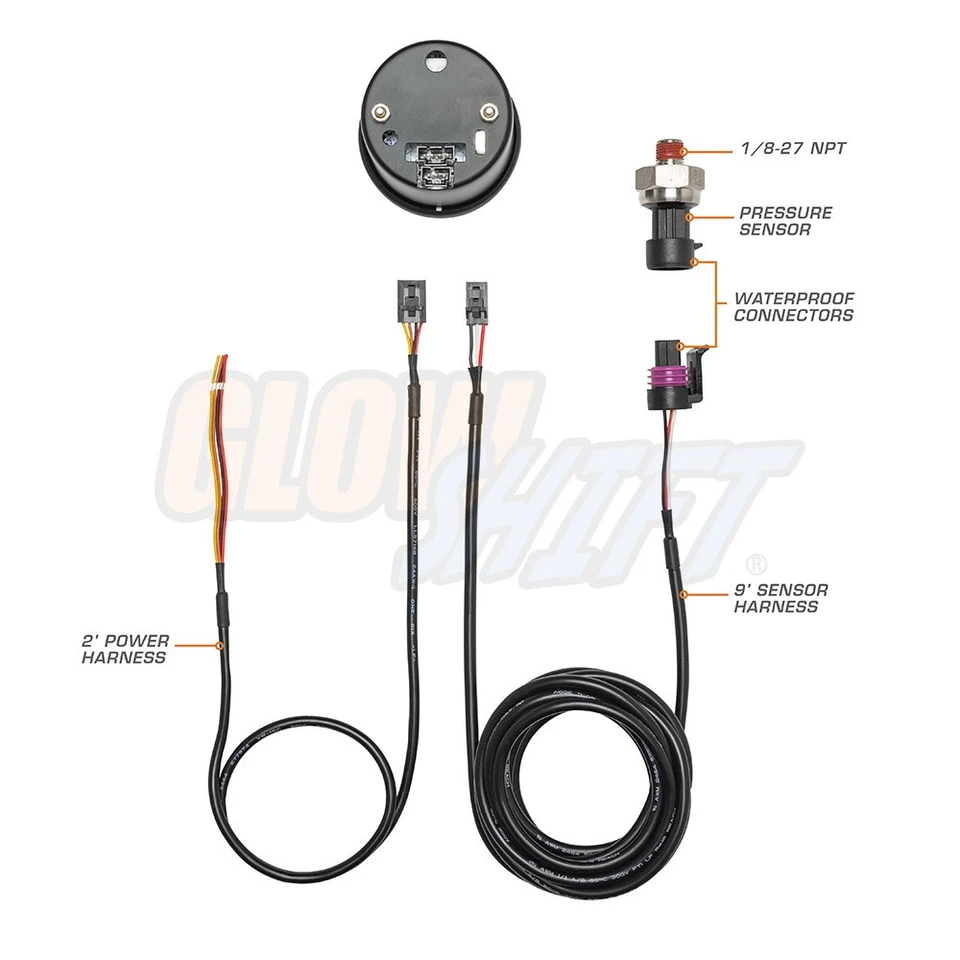 GLOWSHIFT 2" SMOKED OUT 7 COLOR LED FUEL PRESSURE PSI GAUGE w ELECTRONIC SENDER - Image 2 of 4