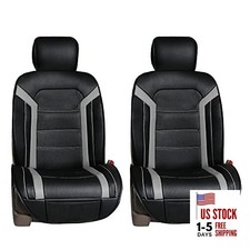  Front Set Faux Leather Car Seat Covers Cushions for Low Back Gray - Front Set