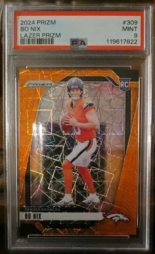 2024 Panini Prizm - Bo Nix Denver Broncos Rookie Orange Lazer Prizm 🔥 - PSA 9