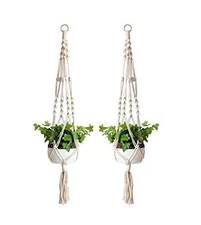 2 Pack Macrame Plant Hanger Outdoor Boho Home Decor Rope Flower Pot Holder