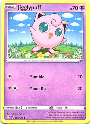Jigglypuff 067/189 Pokemon Darkness Ablaze Regular Light Play