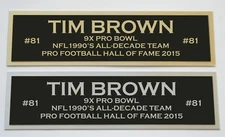 Tim Brown nameplate for signed autographed jersey football helmet photo