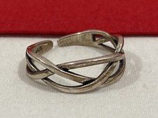S925 Signed Solid Sterling Silver 925 Weave Overlapping Design Band Ring SIZE 6